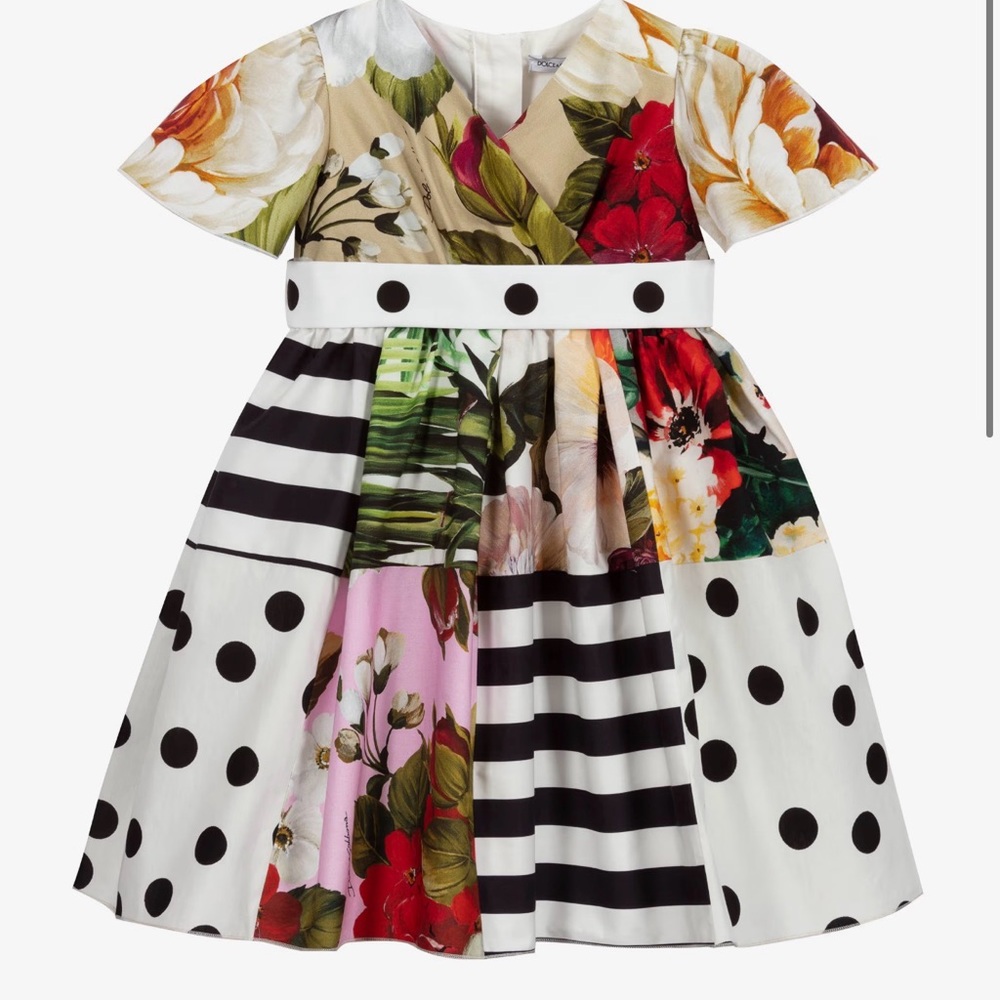 Dolce & Gabbana Patchwork Floral and Polka Dot Baby Dress